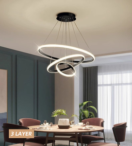 Lampu gantung bulat emas mewah, lampu gantung akrilik lingkaran ruang tamu untuk rumah - Product Image 4