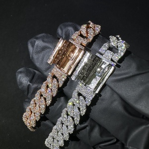 <span class=keywords><strong>Bracciale</strong></span> a catena cubana unisex da 10 mm all'ingrosso Miami, placcato <span class=keywords><strong>oro</strong></span> bianco e <span class=keywords><strong>oro</strong></span> <span class=keywords><strong>rosa</strong></span>, argento 925, Hip Hop, Moissanite certificata GRA - Product Image 5