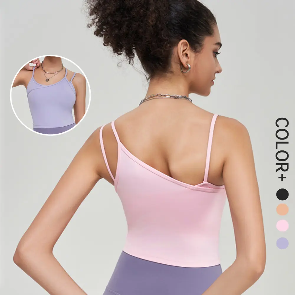 SHINEBENE Solid Nylon Gym Yoga Padded Corp Top Sujetador deportivo de línea larga para mujer