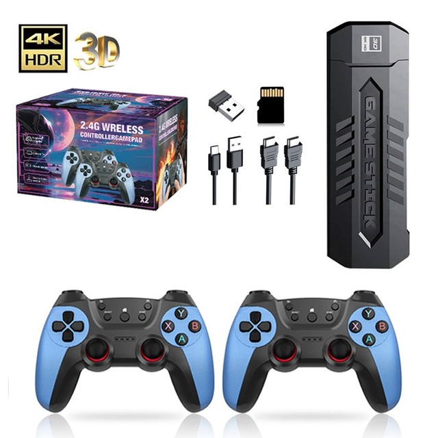 X2 Blue 128G 40000+ Game 4K Game Stick 3D HD Retro Video Game Consoles Wireless Controller TV Emulator