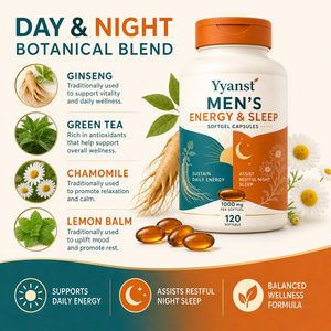Capsules de bien-être énergétique pour hommes Jour & Nuit 1000mg 120 gélules – Soutien botanique au Ginseng et au Thé Vert pour la fatigue diurne et le repos nocturne - Product Image 2