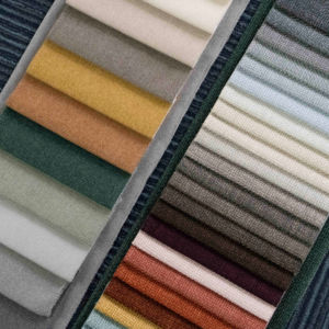 Muestra gratis Bomar 100% poliéster liso sofá tela tapicería decoración del hogar hilo tejido fábrica precio más barato - Product Image 1