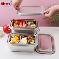 Boîte à lunch double couche en acier inoxydable 18/8 de haute qualité Nicety pour étudiants, avec joint en silicone