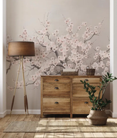 Papier peint mural photo imprimé Nature 3D Décoration murale Art Autocollant Arbre de cerisier en fleurs Papier peint mural Décoration de la maison