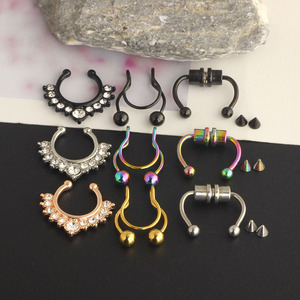 Anillo de Nariz <span class=keywords><strong>Falso</strong></span>, Set de Piercings de Nariz Falsos en Plata/Oro/Negro/Oro Rosa, Anillos de <span class=keywords><strong>Labio</strong></span> Falsos para Hombres y Mujeres - Product Image 3