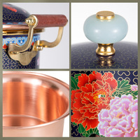 Petite marmite gonflable en cloisonné, cuisinière à gaz en cuivre pur, couvercle en verre antiadhésif, design chinois, pour une personne, réglable, usage domestique