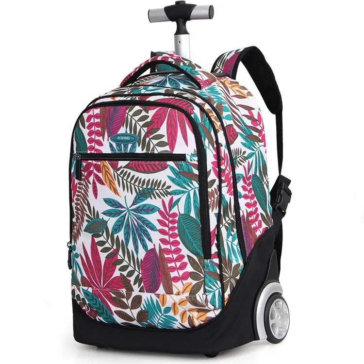 2023 Aoking brand hot selling custom wheeled girl school backpack wheel trolley school bag