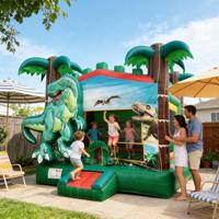 Château gonflable T-Rex Dinosaure avec toboggan, thème jungle, en PVC écologique, qualité commerciale