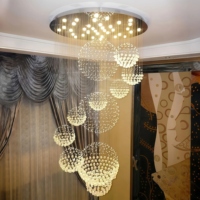 Lustre suspendu pour escalier JYLIGHTING, en forme de goutte de pluie, spirale en cristal, grande taille, pour plafonds hauts