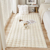 Benutzer definiertes Logo Modernes quadratisches Muster Kaninchen Faux Bubble Fur Stoff Teppich Hoch Weich Flauschig Rosa Marmor Teppich Kinder Maschine Hoch gemacht