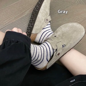 Dames Groot Formaat Full Lederen Birken Shoes Echt Lederen Baotou Kurk Bodem Verhoogde Halve Slipper Winter Slijtplekken - Product Image 3