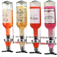 Accessoires pour restaurant, café, bar : Distributeur de vin et de spiritueux mural en métal pour 4 bouteilles