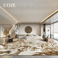 Tapis italien de luxe brun clair aux tons terreux pour salon, tapis rétro américain de luxe haut de gamme fait main pour salon