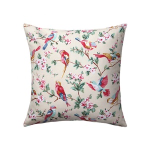 Flor aves patrón liso <span class=keywords><strong>de</strong></span> lona <span class=keywords><strong>de</strong></span> algodón funda <span class=keywords><strong>de</strong></span> almohada funda <span class=keywords><strong>de</strong></span> cojín para sofá - Product Image 1