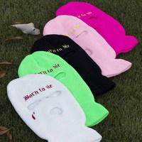 Masque tactique, bonnet en tricot, couvre chef complet à 3 trous, accessoire de Ski à cagoule brodée
