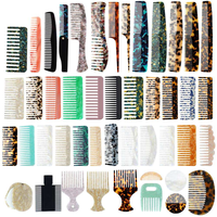 Peigne à cheveux en acétate de cellulose OEM personnalisé, à dents larges et fines, motif écaille de tortue, vente en gros, peigne professionnel pour salon de coiffure