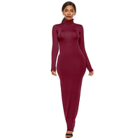NOUVELLE Robe longue à manches longues pour femmes, vente en gros, robe moulante à col roulé grande taille pour femmes
