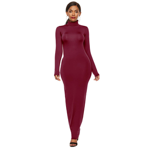 NOUVELLE <span class=keywords><strong>Robe</strong></span> longue à manches longues pour femmes, vente en gros, <span class=keywords><strong>robe</strong></span> <span class=keywords><strong>moulante</strong></span> à col roulé grande taille pour femmes - Product Image 2