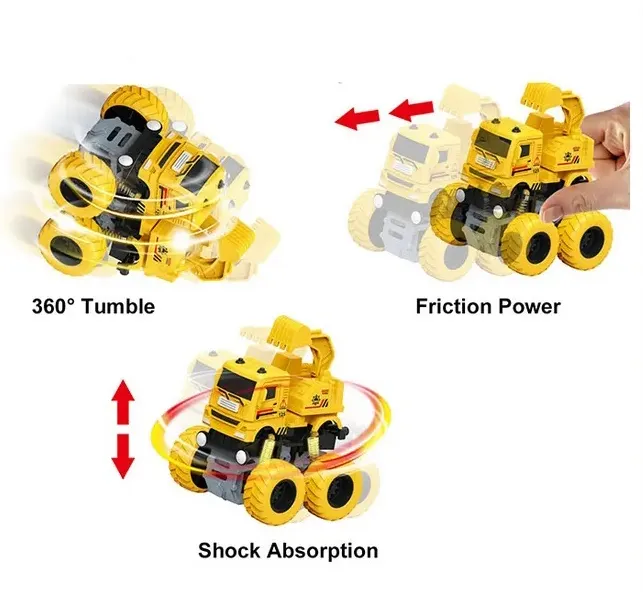 プラスチックプルバック摩擦動力建設エンジニアリング車両ダンプクレーンミキサートラックキッズおもちゃ車12ピースディスプレイボックス