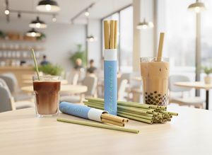 Pajitas Ecológicas Biodegradables y Compostables de Bambú Natural de 250 mm, Sin Empaque, Juego de 4 Piezas, para Bebidas Frías/Calientes - Product Image 5