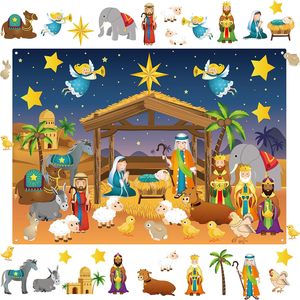 Crèche religieuse, décoration murale, ornements, feutre, <span class=keywords><strong>naissance</strong></span> <span class=keywords><strong>de</strong></span> Jésus, <span class=keywords><strong>kit</strong></span> d'artisanat, tableau <span class=keywords><strong>de</strong></span> l'histoire <span class=keywords><strong>de</strong></span> Noël pour les fêtes, Noël, église - Product Image 4