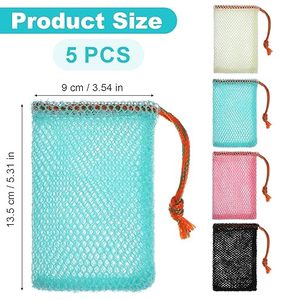 Exfoliating Foaming Mesh Bags for <b>Bars</b>, Fast Drying Mesh Soap Bag for <b>Shower</b> Drawstring Design Suitable for Home Travel - Product Image 2