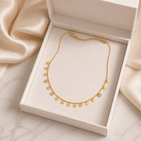Meilleure Vente 2026 Collier Pendentif Disque Rond Bijoux Zircon Tendance Collier Femme Acier Inoxydable Plaqué Or
