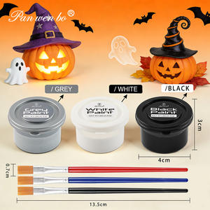 Peinture pour le visage et le corps pour enfants, non toxique, <span class=keywords><strong>facile</strong></span> à laver, 3 couleurs, 3 pinceaux, à base d'eau, UV néon, ensemble de peinture pour Halloween, cosplay, effets spéciaux, art - Product Image 2
