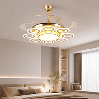 Ventilateur de plafond LED moderne pour salon, style fer forgé de luxe, moteur DC, télécommande, lampe ventilateur à intensité variable
