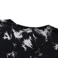T-shirt homme personnalisé avec logo, noir et blanc, tie-dye, effet délavé, coton lourd, coupe ample, style streetwear, t-shirt homme