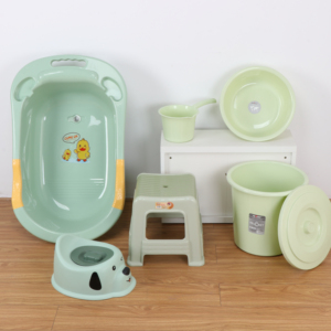 OEM/ODM-Juego de bañera de plástico para bebé, cubo de agua para lavabo, cuchara, silla, orinal, cesta de lavandería, estante - Product Image 6