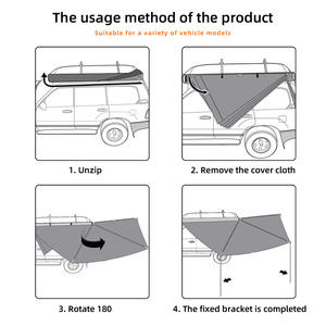 180 °   Tente latérale de voiture en forme d'éventail, ouverture rapide, haute protection UV, imperméable PU3000+, facile à ranger, tente en forme d'éventail 2M - Product Image 6