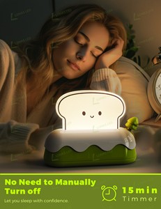 Veilleuse de chevet LOHAS <span class=keywords><strong>Kawaii</strong></span> en forme de grille-pain, rechargeable USB Type-C, lumières LED RGB à changement de couleur pour chambre et chambre d'enfant - Product Image 3