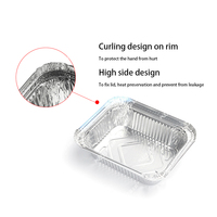 Conteneur jetable en aluminium pour boulangerie, boîte alimentaire à emporter avec couvercle en papier, plat de cuisson rectangulaire en aluminium