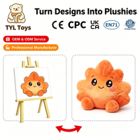 Peluche personnalisée en forme de feuille d'érable, animal en peluche sur mesure à partir de votre propre création, jouet en peluche doux en forme de feuille orange kawaii