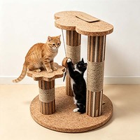Ensemble de 3 griffoirs pour chat en liège, design moderne et luxueux, écologiques, avec base, espace de jeu et perchoir intérieur pour chat