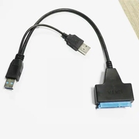 Cable USB 3,0 SATA, cable de alimentación USB 2,0 SATA Dual para disco duro SSD/HDD de 2,5 pulgadas, plástico PVC para transferencia de datos para ordenadores