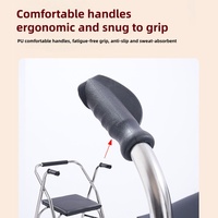 Aide à la mobilité pour personnes âgées, déambulateur en alliage d'aluminium, double roues, coussin en cuir personnalisé, design antidérapant réglable