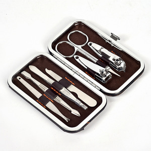 7pcs Nail Clipper tập tin ngã ba làm móng chân móng chân móng tay nghệ thuật công cụ thiết lập với trường hợp da với gói thẻ vỉ - Product Image 2