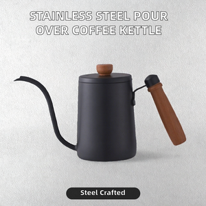 Nouvelle Bouilloire à Café en Acier Inoxydable Écologique 600ML Noire avec Couvercle pour Infuseur à Café Espresso - Product Image 2