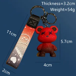 공장 도매 귀여운 카멜레온 수지 3D 만화 곰 키 체인 프로모션 여성 선물 열쇠 고리 자동차 가방 액세서리 열쇠 고리