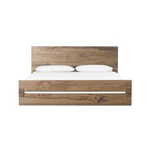 Lit en bois récupéré au design minimaliste, avec joints apparents et grain de bois riche, taille King Size - Product Image 2