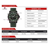 Montres pour hommes NAVIFORCE 9236 NF9236, bracelet en cuir, étanche, double affichage, multifonctionnelles, à quartz