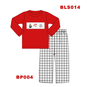 Ensembles de vêtements pour bébés de Noël personnalisés 2022, vêtements pour enfants en coton brodés, tenues pour enfants smockées, vente en gros - Product Image 3