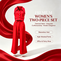 Ensemble 2 pièces pour femme : Gilet sans manches et pantalon large taille haute – Tenue de bureau décontractée sur mesure OEM ODM – Vente en gros immédiate