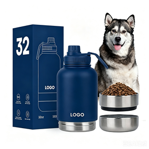 Cross-border Supply 3 in 1Customization Multi Function 32oz 1000ML Portable 304 Stainless Steel Pet Feeder Outdoor Travel <b>Bowl</b> - Product Image 5