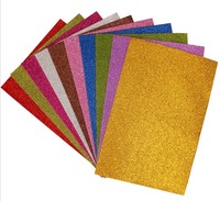 Pochette de loisirs créatifs A4 assortie en carton épais pailleté, papier pailleté auto-adhésif coloré, mousse EVA