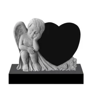 Grave Memorial Natural Solid Black Granite Baby Headstone Free lapidi per bambini monumento