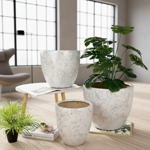 Pots de fleurs modernes en céramique émaillée blanche faits à la main Pots de jardin décoratifs en porcelaine bonsaï Carton emballé pour un usage domestique - Product Image 1