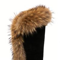 Vente en gros OEM/ODM directe d'usine Bottes de neige noires pour femmes au-dessus du genou en fausse fourrure double face en peau de mouton doublure chaude en peluche